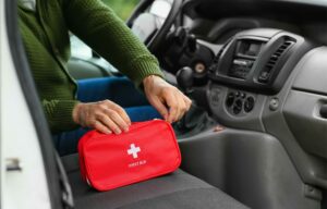 First aid kit in a car